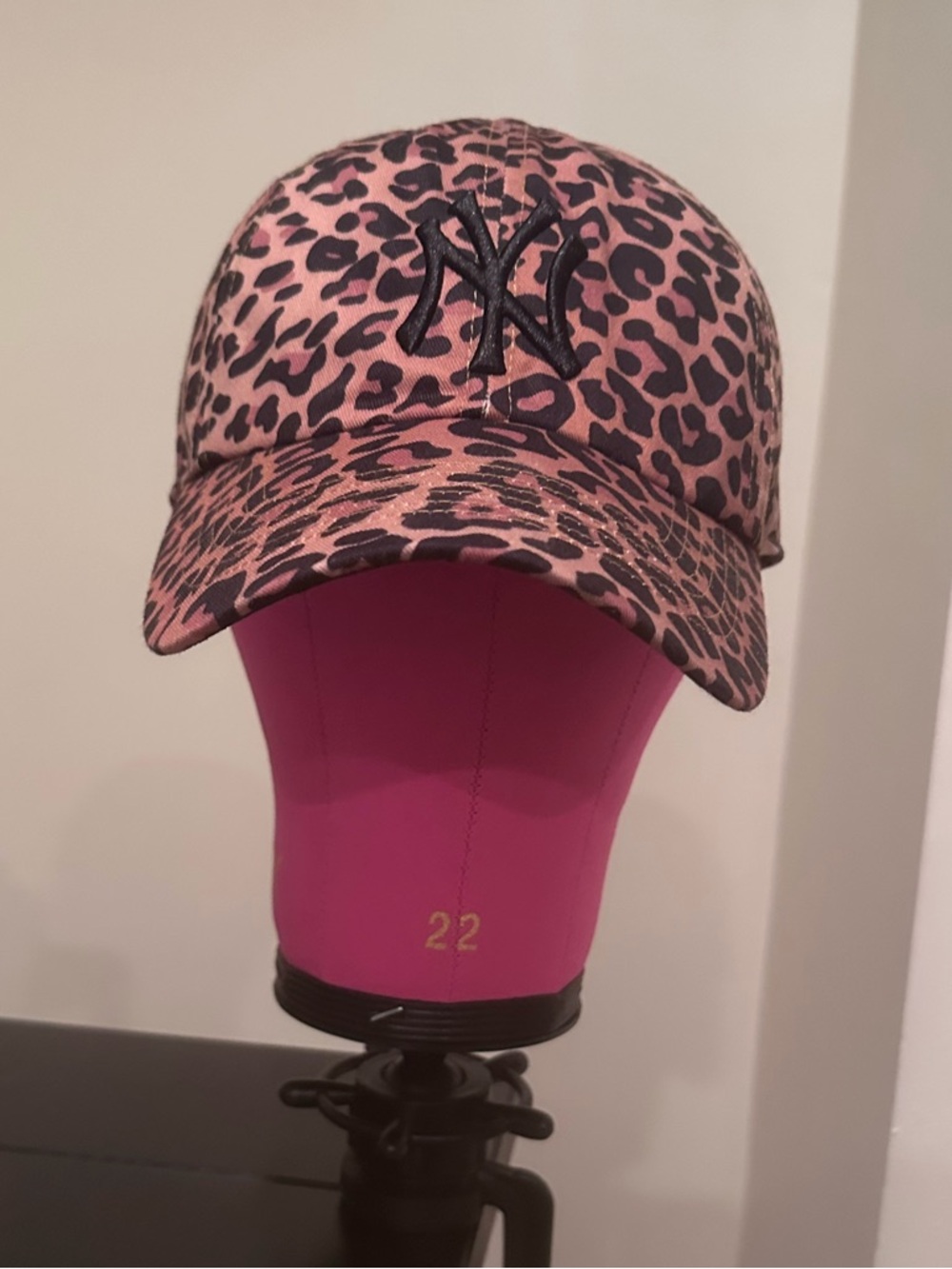 47 Brand Leopard Print Baseball Hat with Black NY Emblem